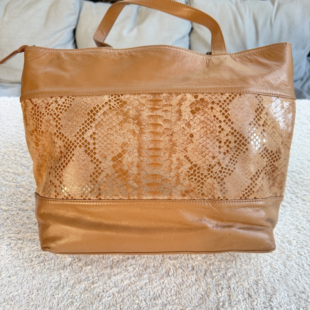 Mary Frances Rise and Shine Tan Embellished Tote Bag with Tassel - Picture 2 of 9